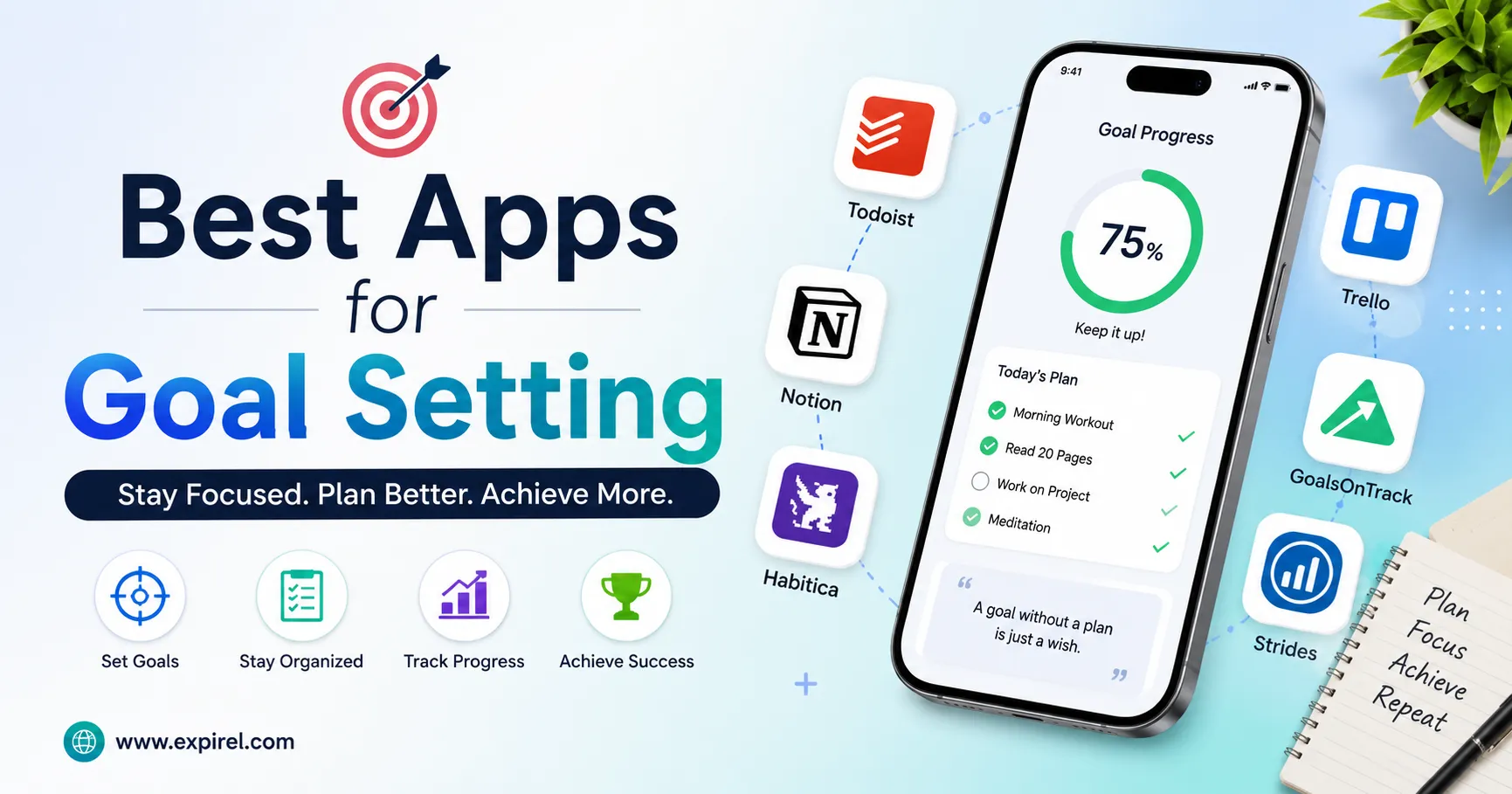 Goals Apps Interface 20 Best Apps for Goal Setting in 2026 (Free, Android, iOS)
